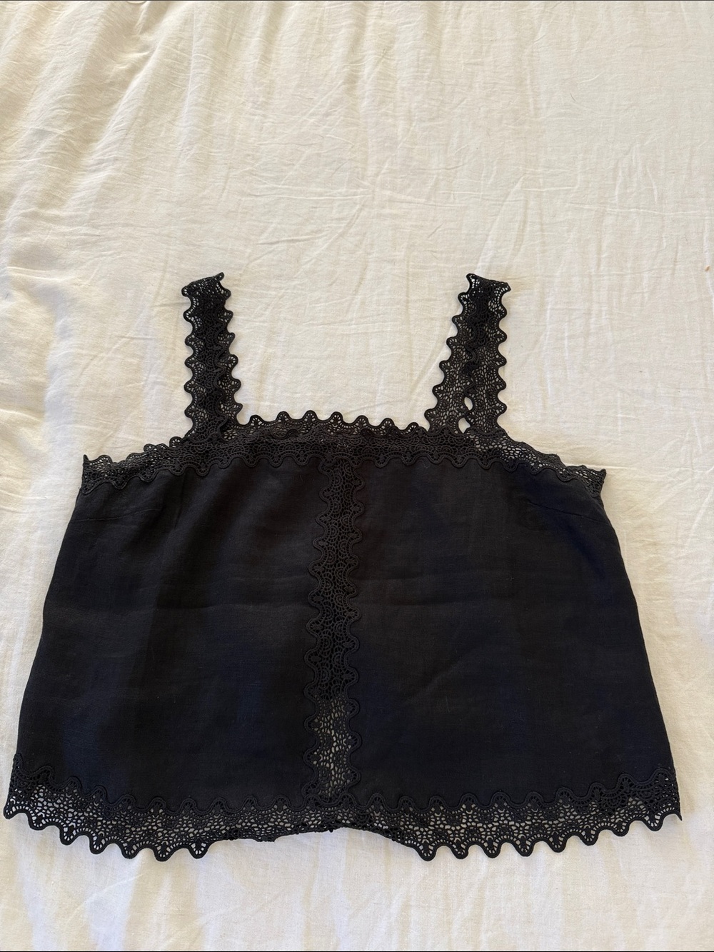 J. Crew Black Lace-Trim Tank